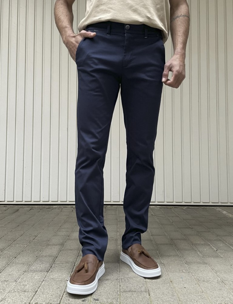 Trial jeans Trial ανδρικό μπλε υφασμάτινο Chinos παντελόνι 24 Logan